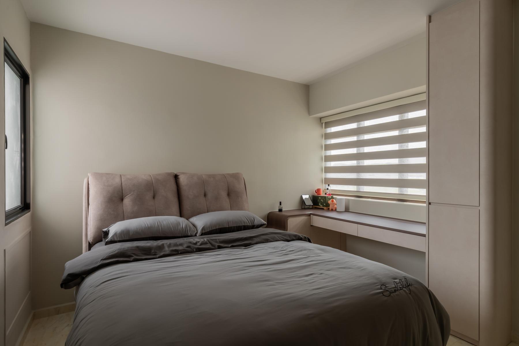 Contemporary Bedroom with Wardrobe and Bedside Table
