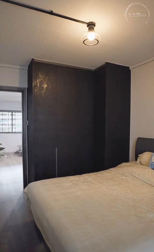 Scandinavian Bedroom with Vinyl Flooring and Wardrobe