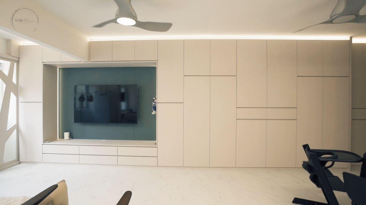 Modern Living Room with TV Console and Display Cabinets