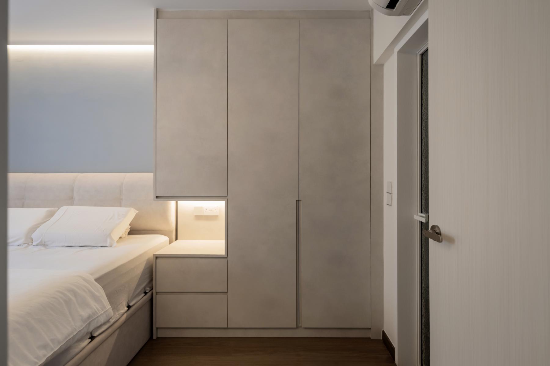 Modern Bedroom with Wardrobe and Bedside Table