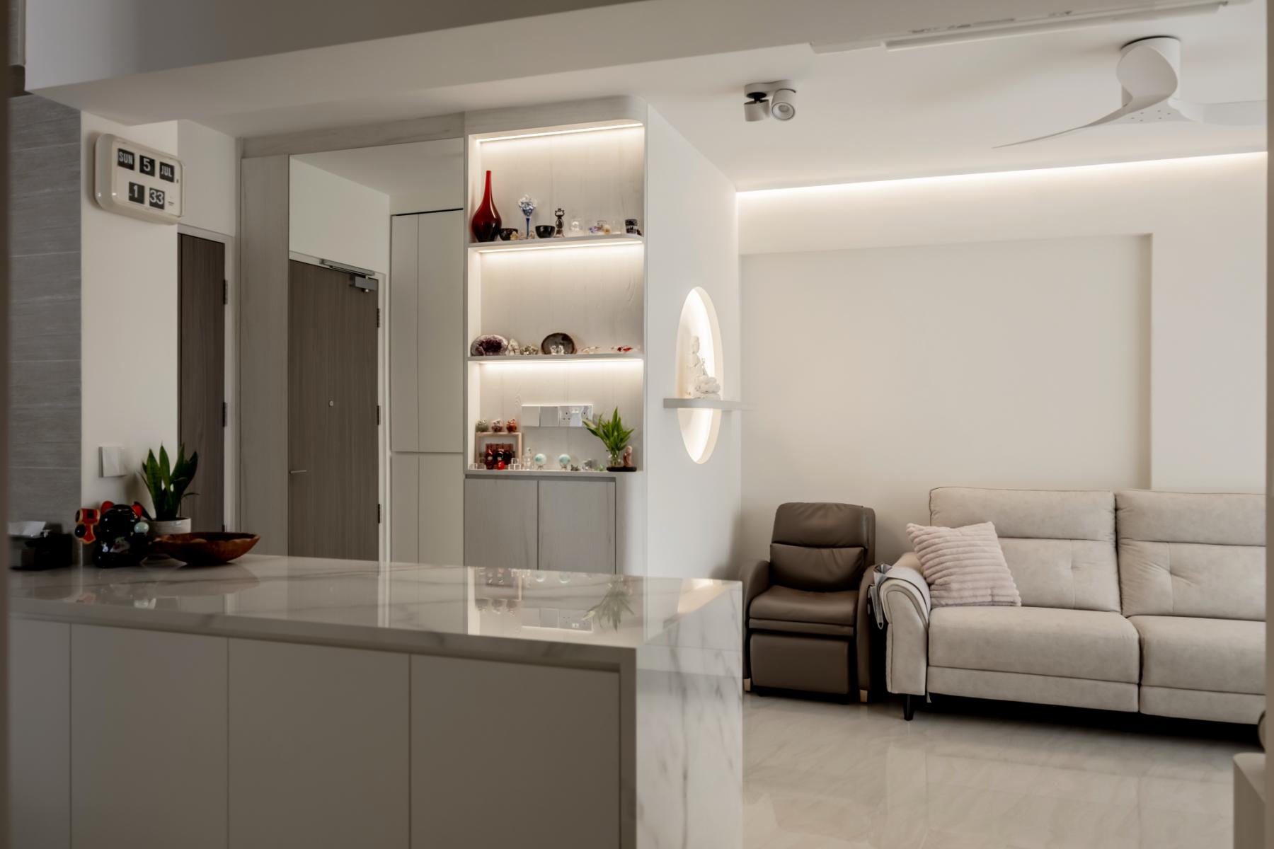 Modern Dining Room with Dining Table and Stools