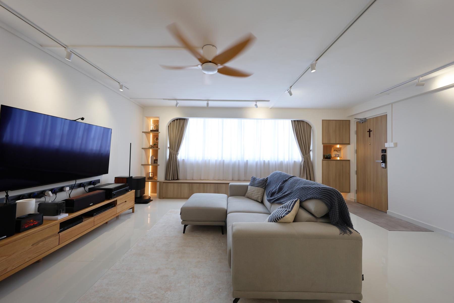Minimalist Living Room with Ceiling Light and Sofa