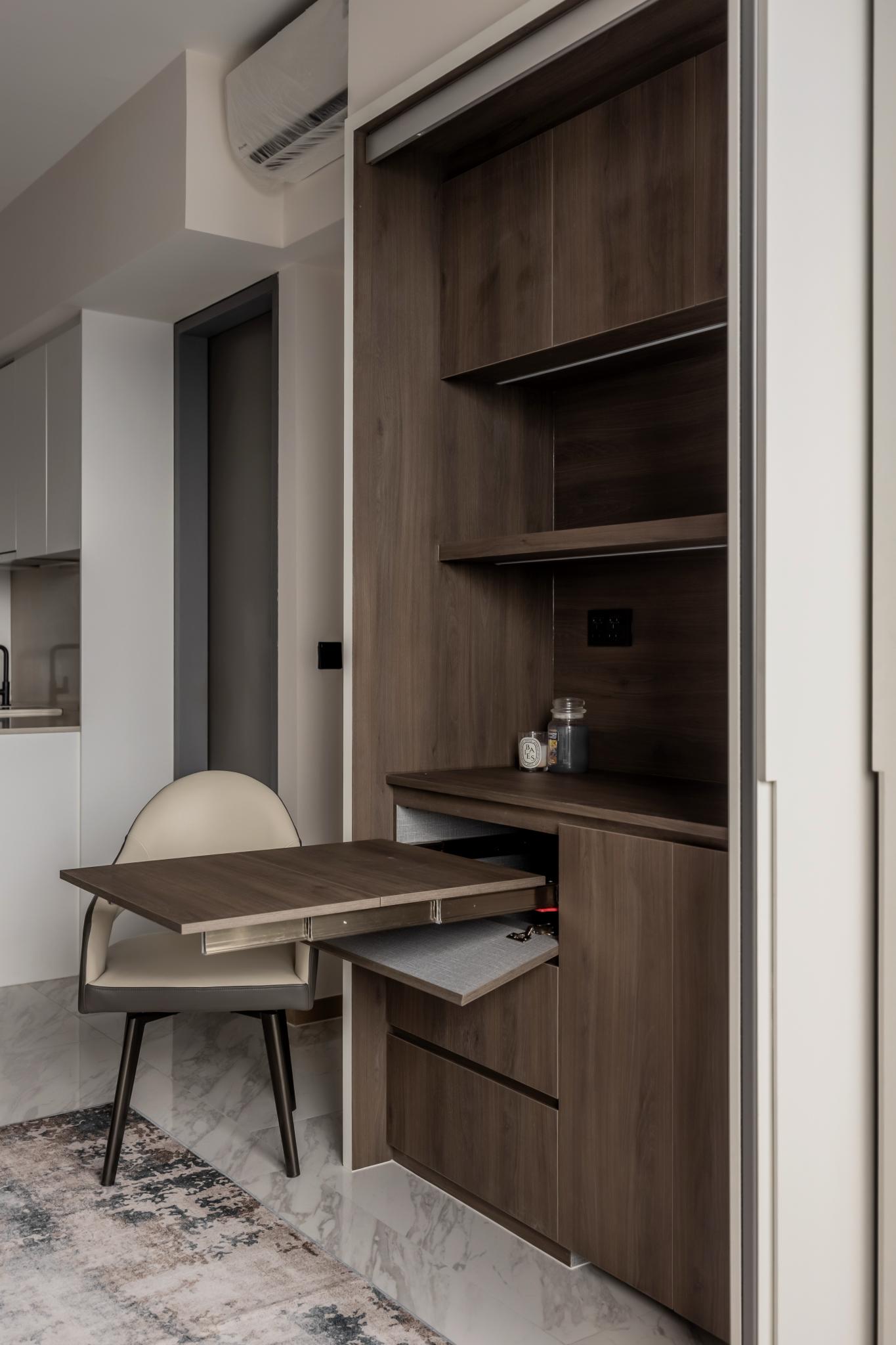 Modern Pantry with Dining Table and Storage Cabinets