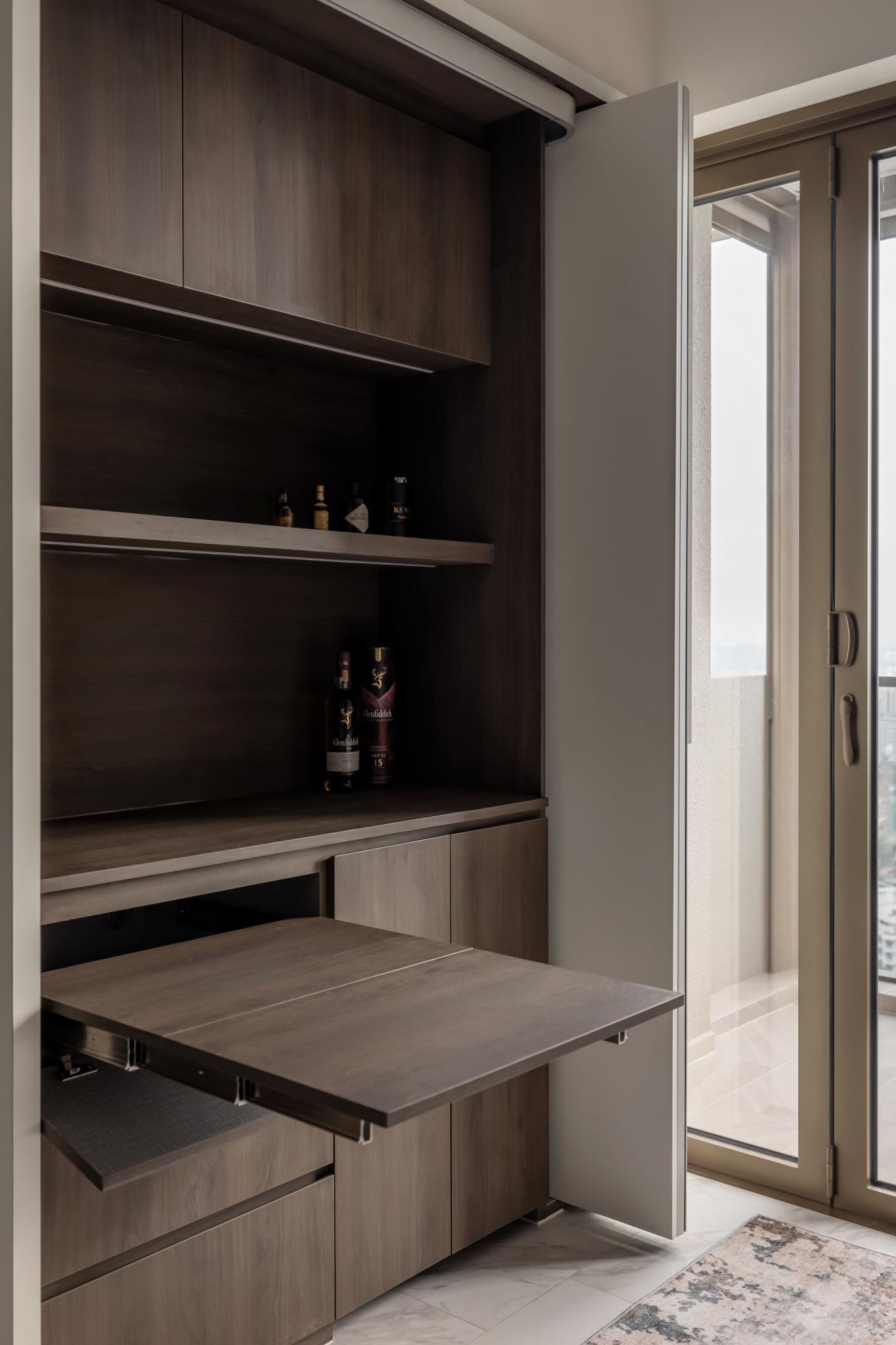 Modern Pantry with Storage Cabinets and Café Table