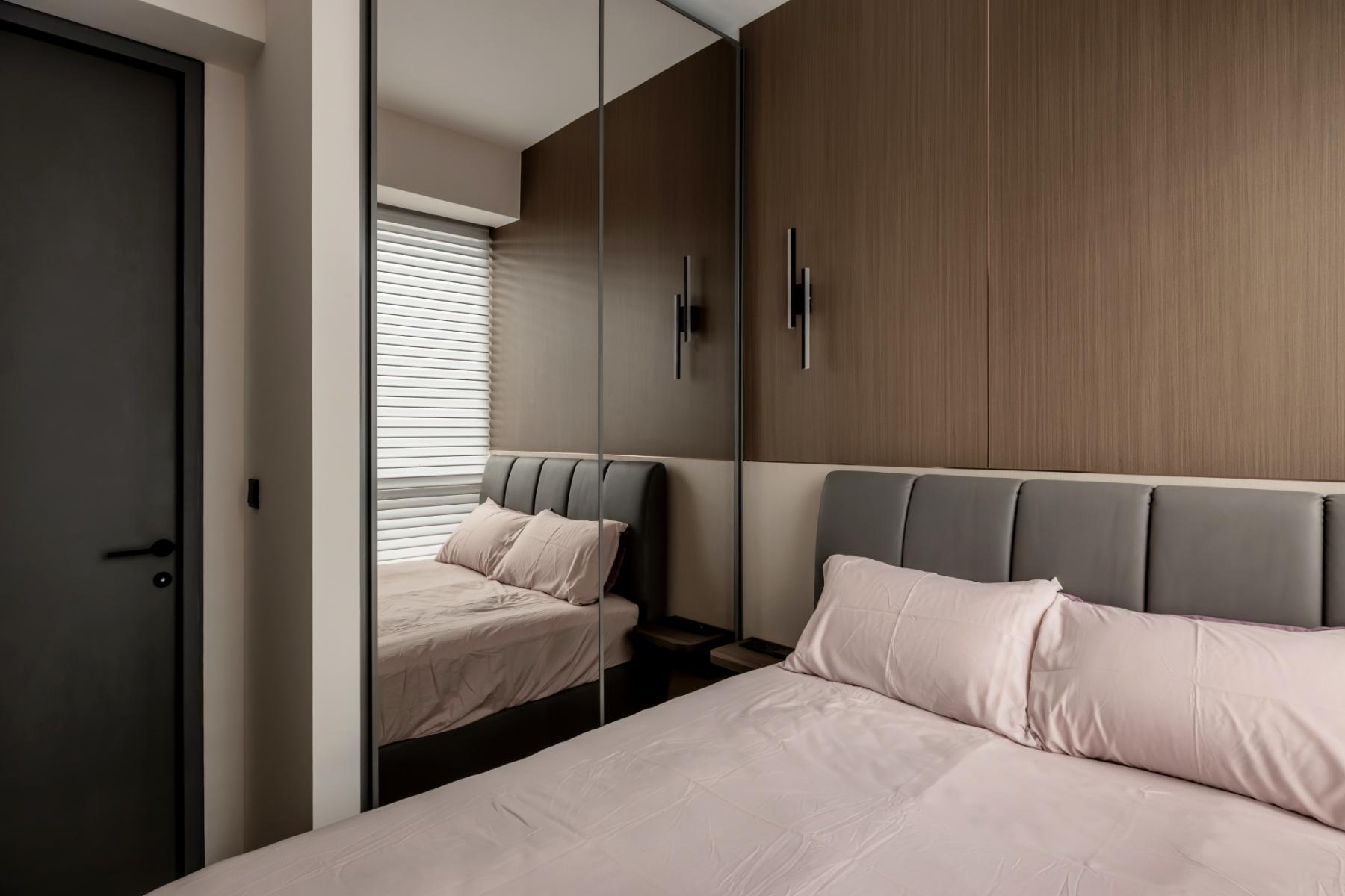 Modern Bedroom with Wardrobe and Bedside Table
