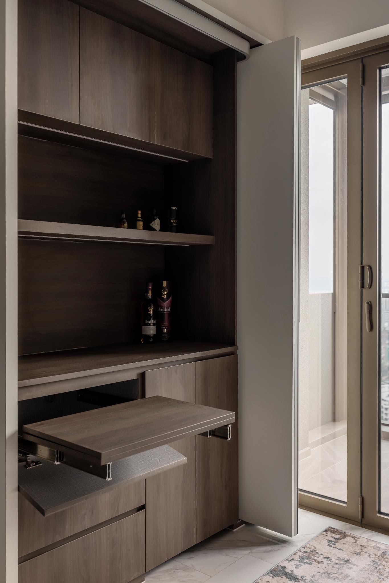 Modern Pantry with Drinkware and Lighting