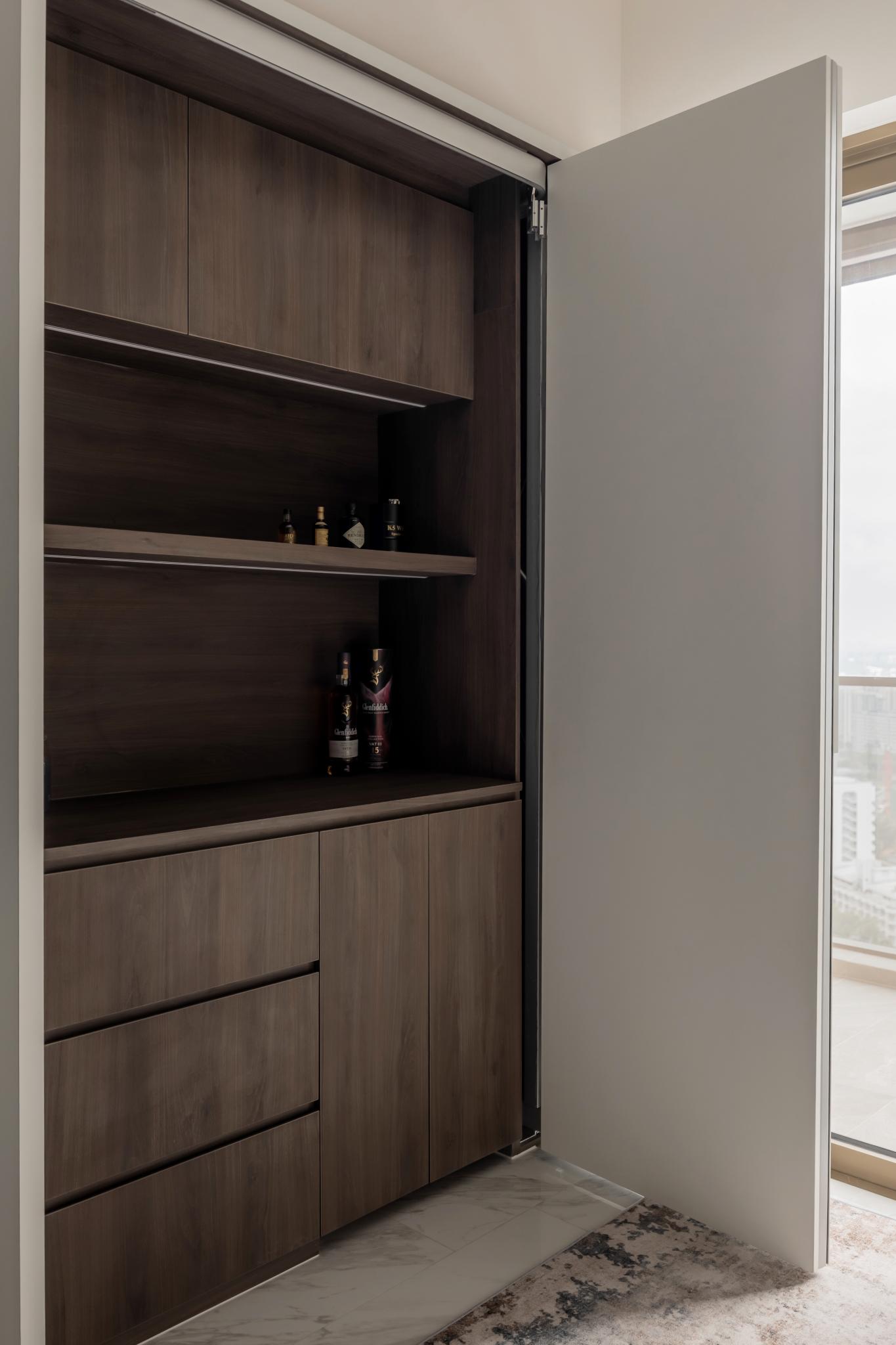 Modern Pantry with Drinkware and Kitchen Accessories