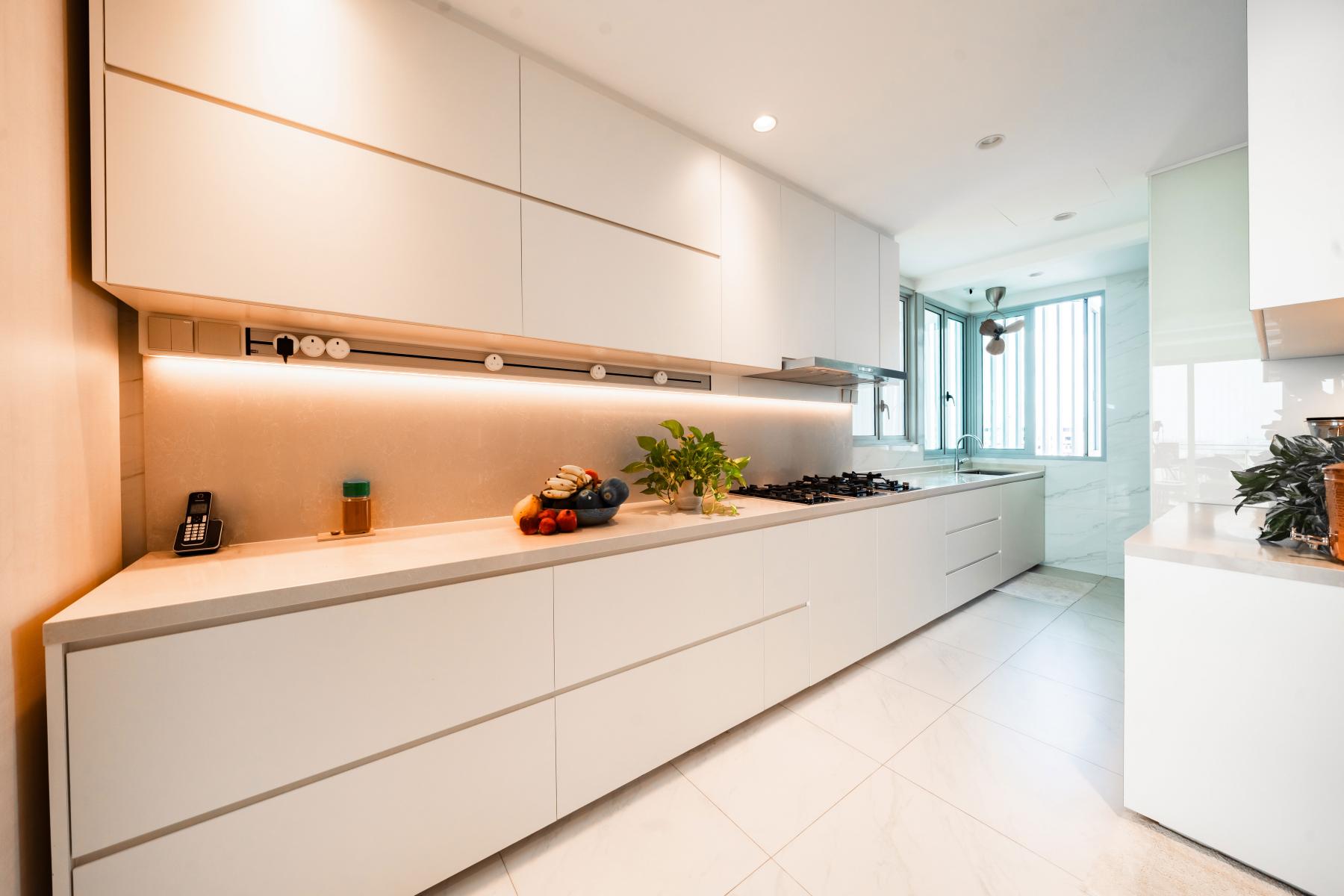 Minimalist Kitchen with Countertop and Kitchen Window