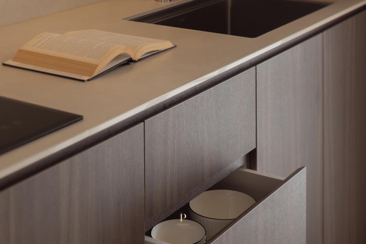 Minimalist Dining Room with Countertop and Kitchen Accessories