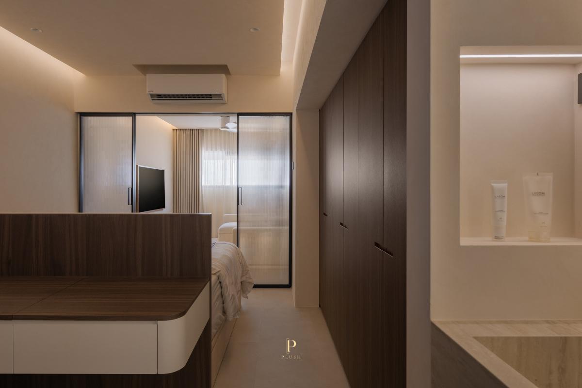 Minimalist Bedroom with Cove Lighting and Wardrobe