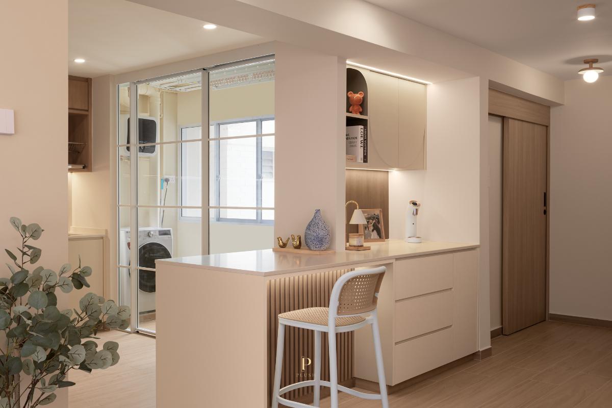 Minimalist Kitchen with Countertop and Kitchen Window