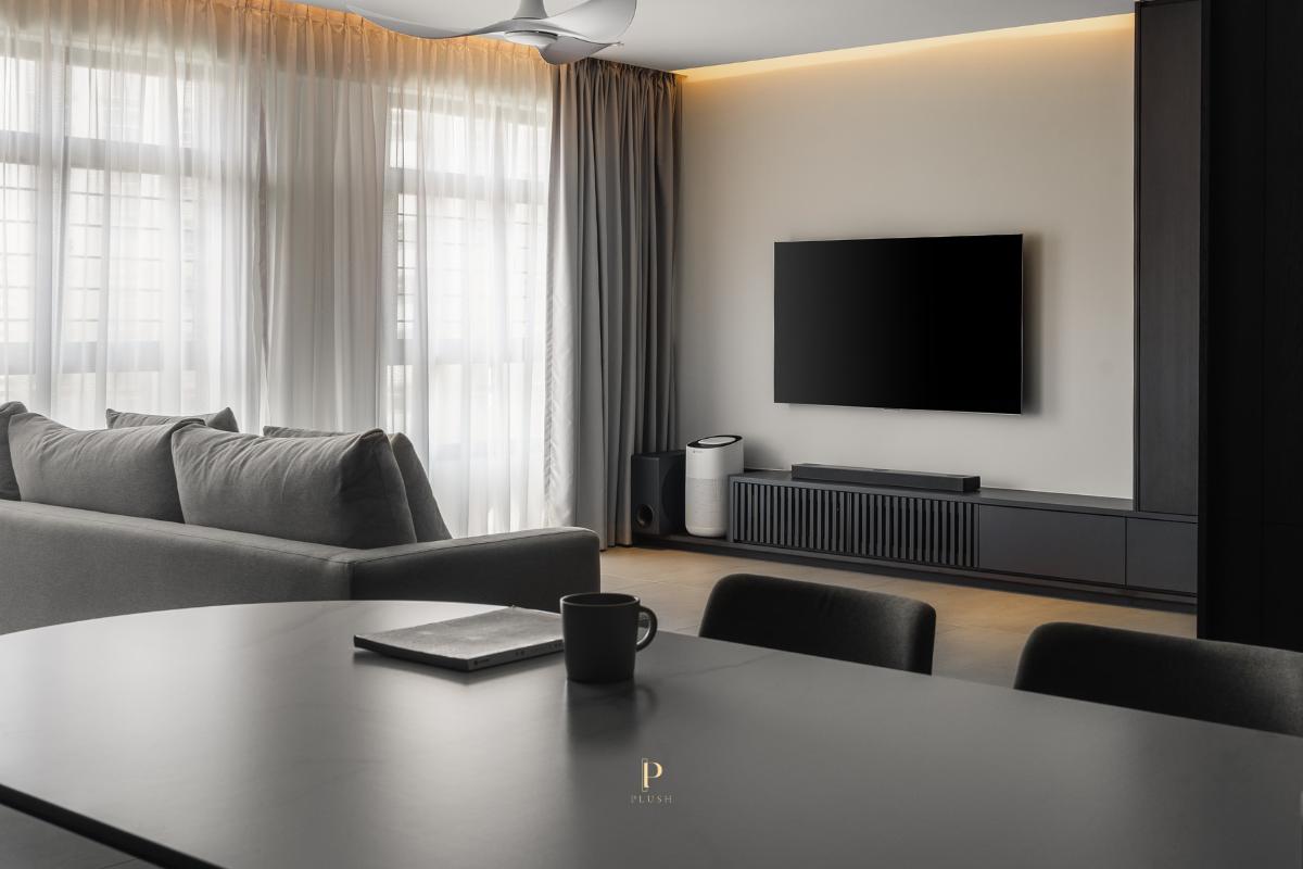Modern Living Room with TV Console and Feature Wall