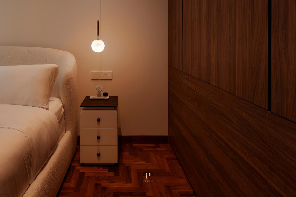 Minimalist Bedroom with Wardrobe and Bedside Table