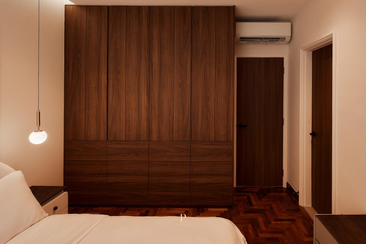 Minimalist Bedroom with Wardrobe and Bedside Table