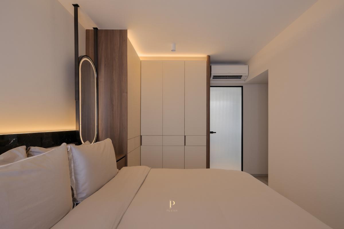 Minimalist Bedroom with Wardrobe and Built-in Bed