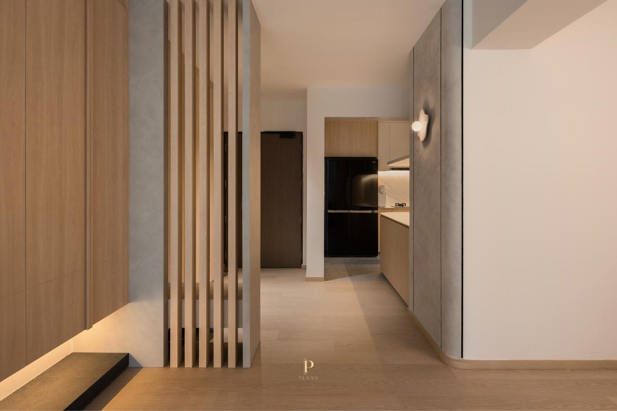 Minimalist Entryway with Seating Bench and Small Storage