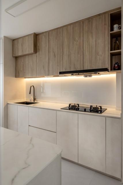 Asian Kitchen with Countertop and Cupboard