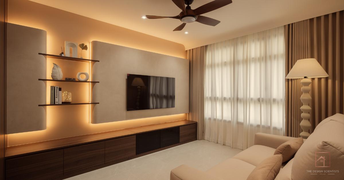 Modern Living Room with Vinyl Flooring and TV Console
