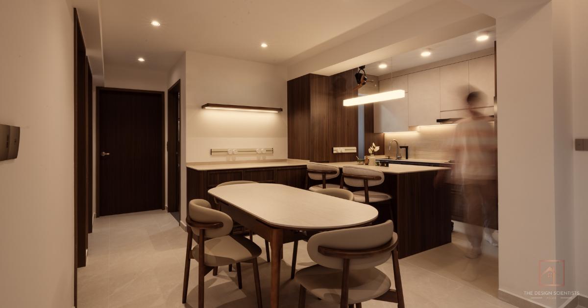 Modern Living Room with Countertop and Vinyl Flooring