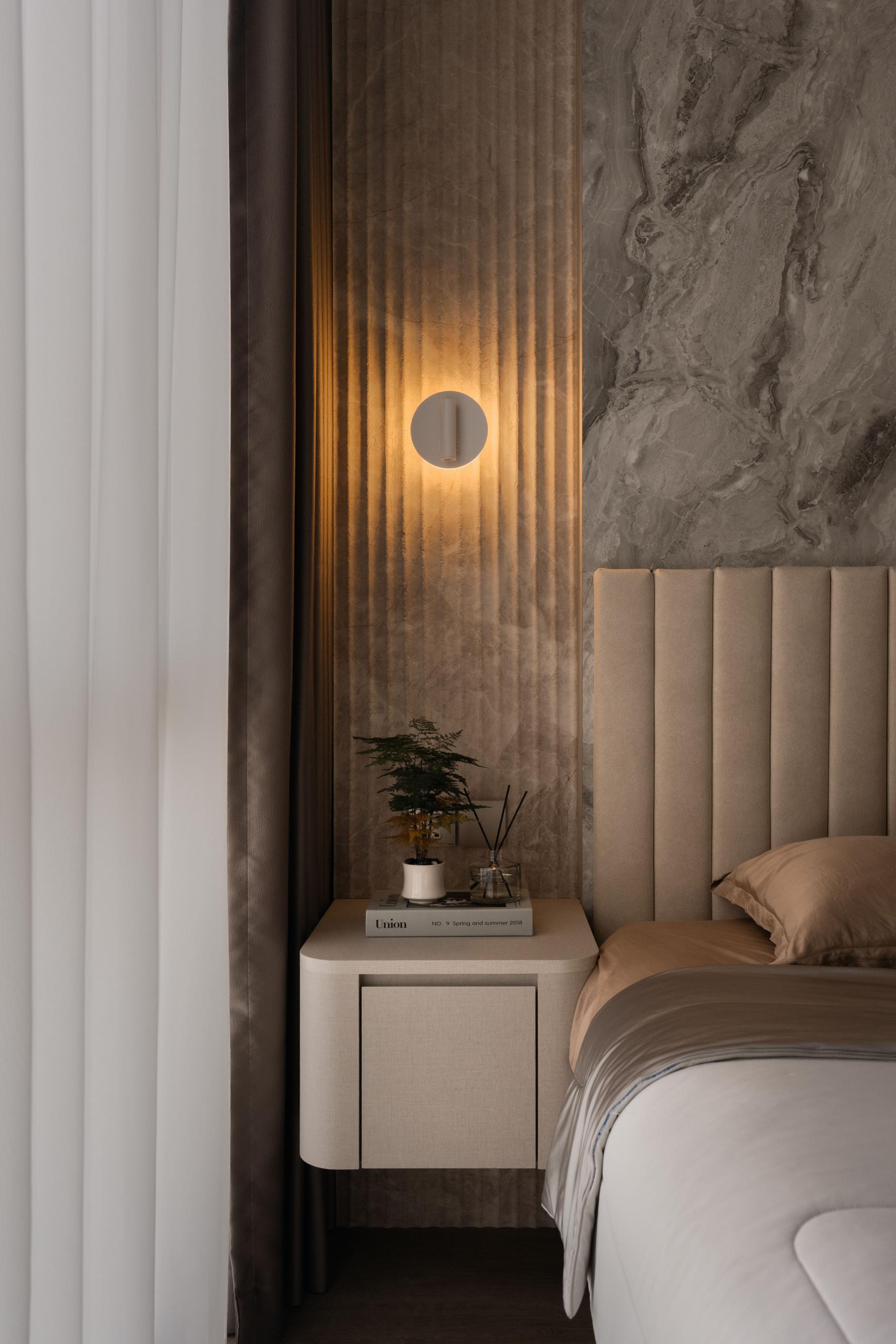 Modern Bedroom with Platform Bed and Bay Window