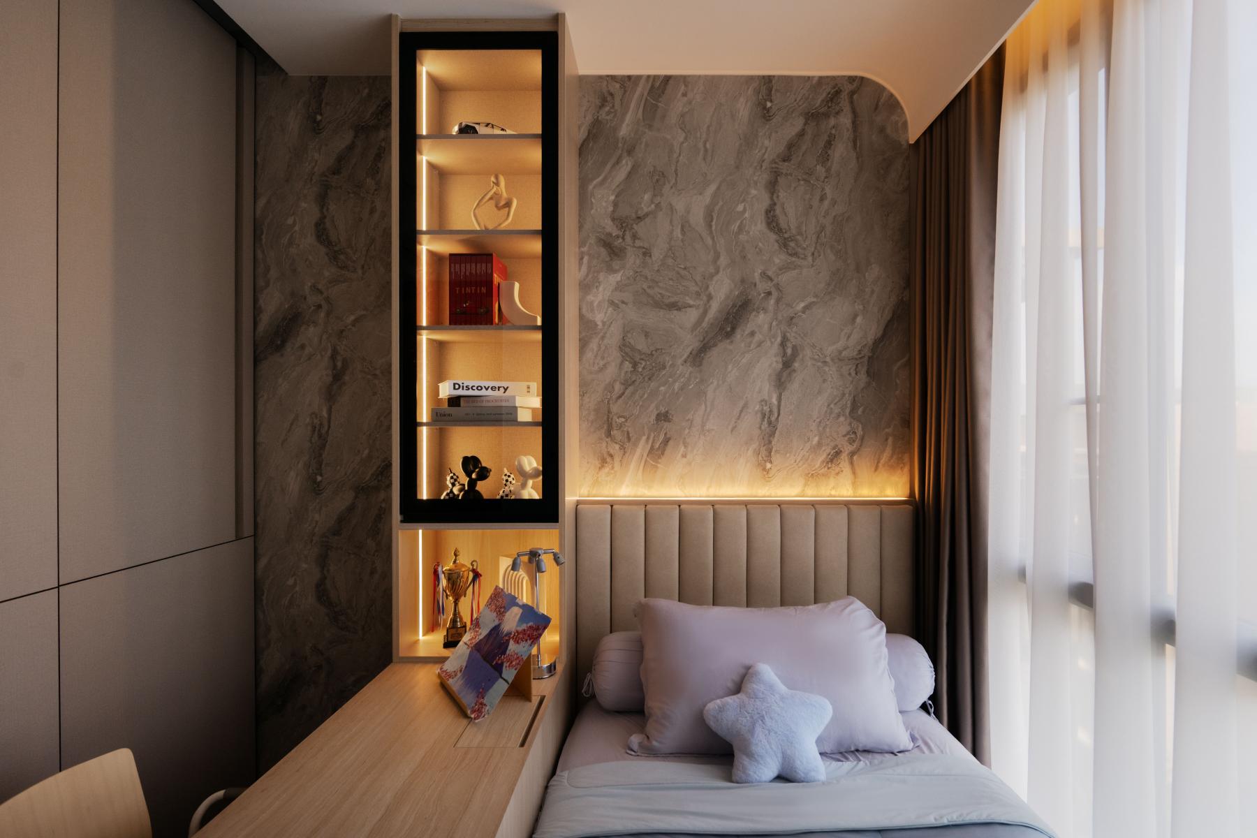 Modern Bedroom with Platform Bed and Cove Lighting