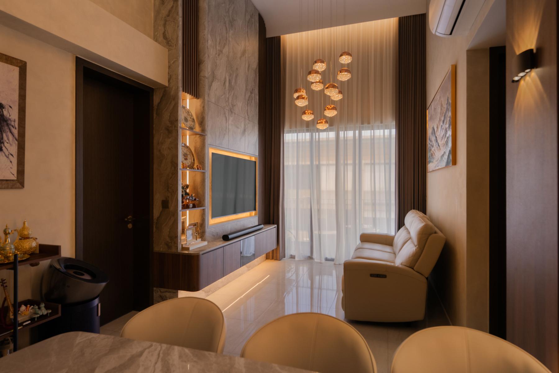 Modern Living Room with TV Console and Feature Wall
