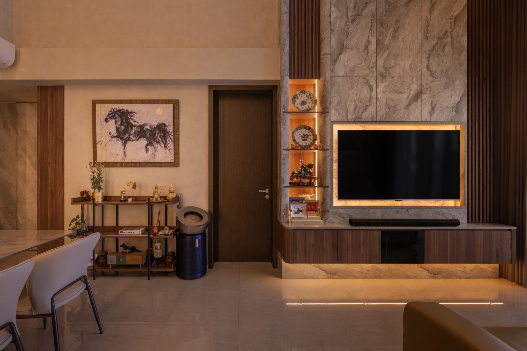 Modern Living Room with TV Console and Feature Wall
