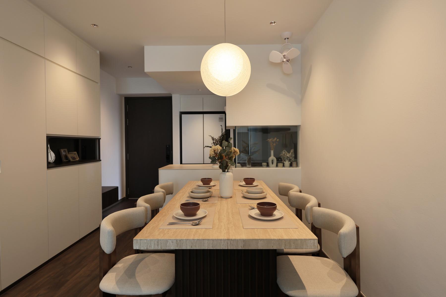 Modern Dining Room with Chandelier and Dining Table