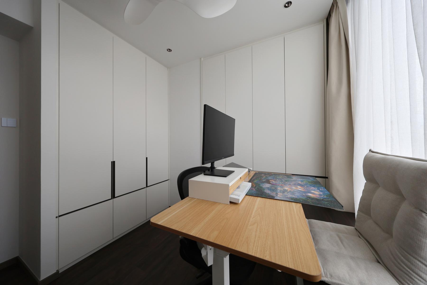 Modern Home Office with Storage Cabinets and Small Storage