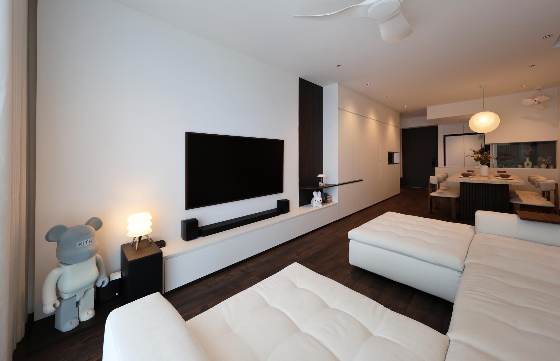 Modern Living Room with Vinyl Flooring and TV Console