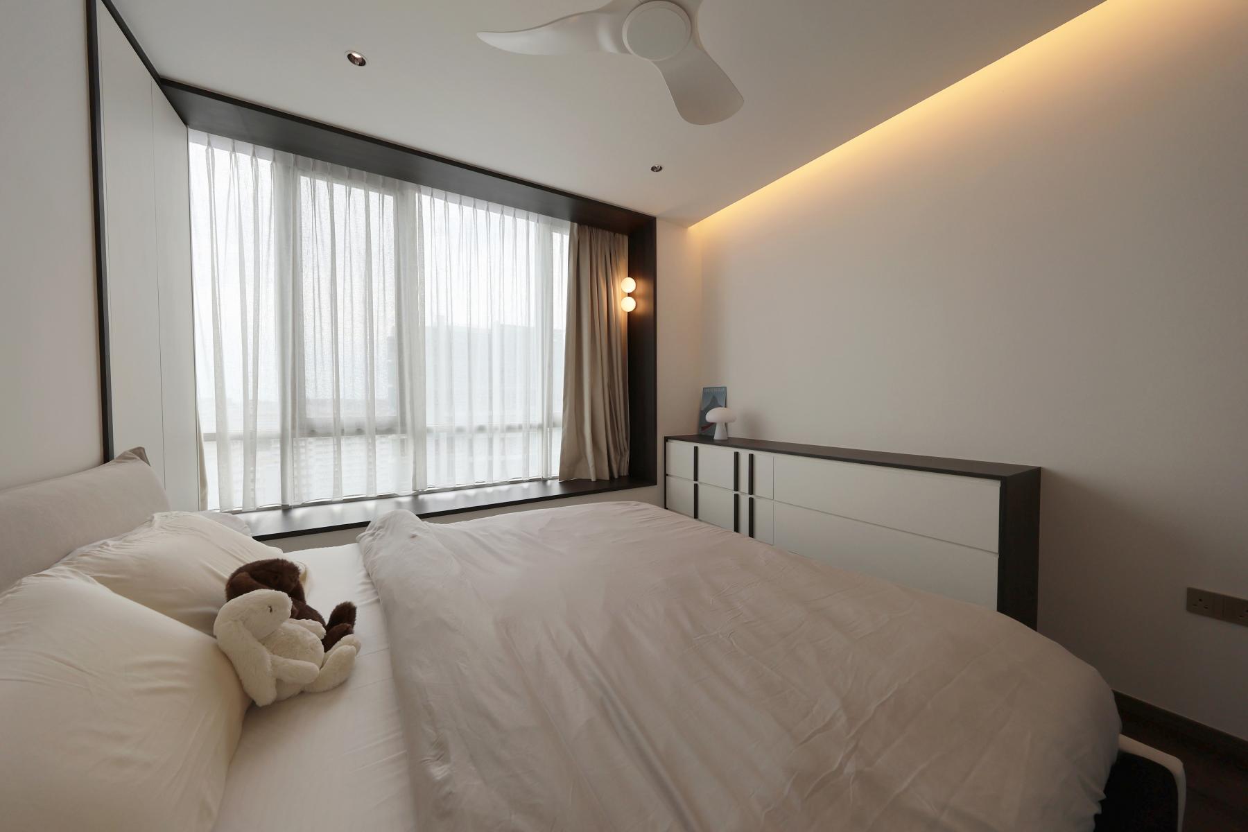 Modern Bedroom with Bed and Lighting