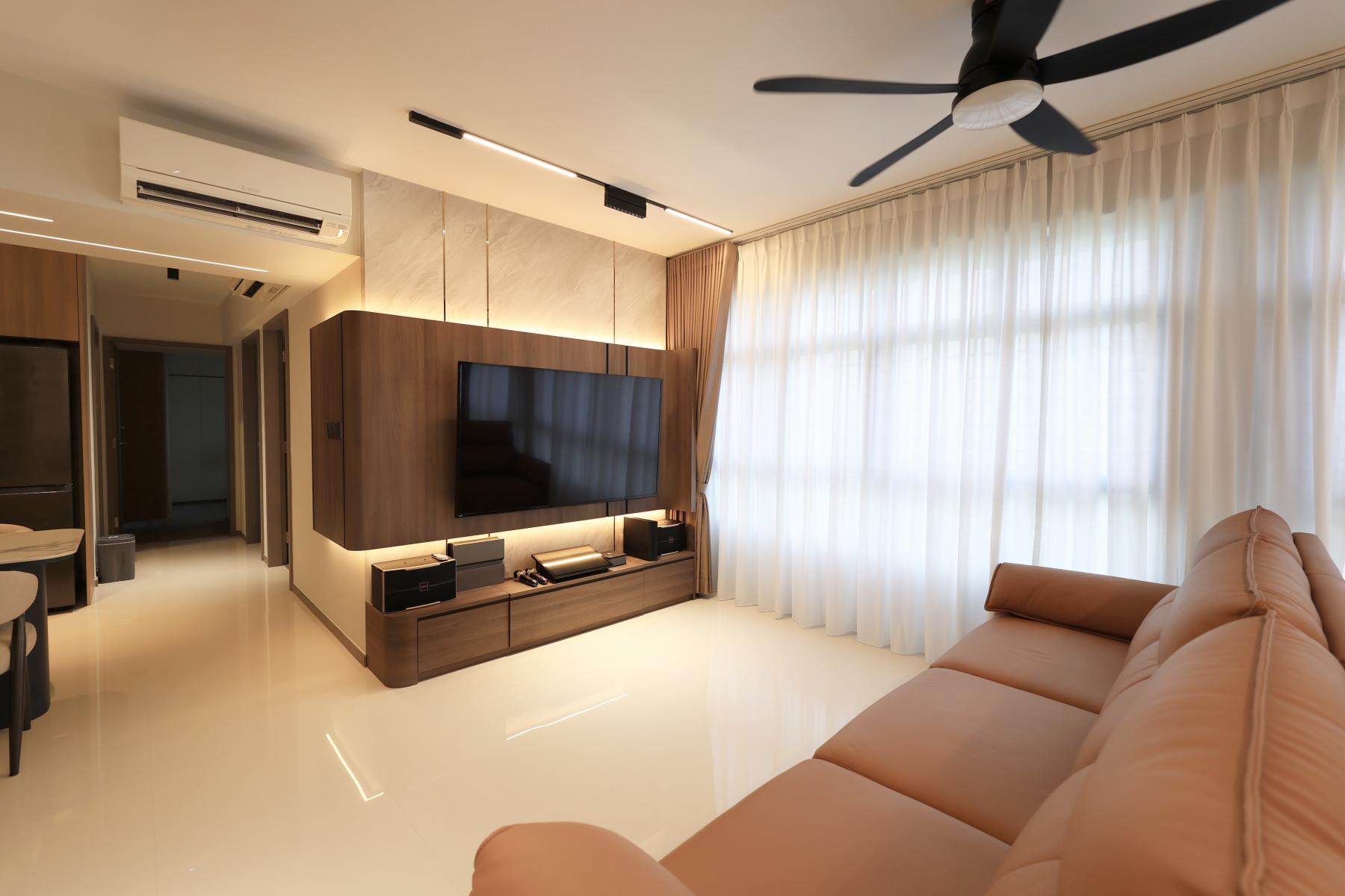 Contemporary Living Room with TV Console and Sofa