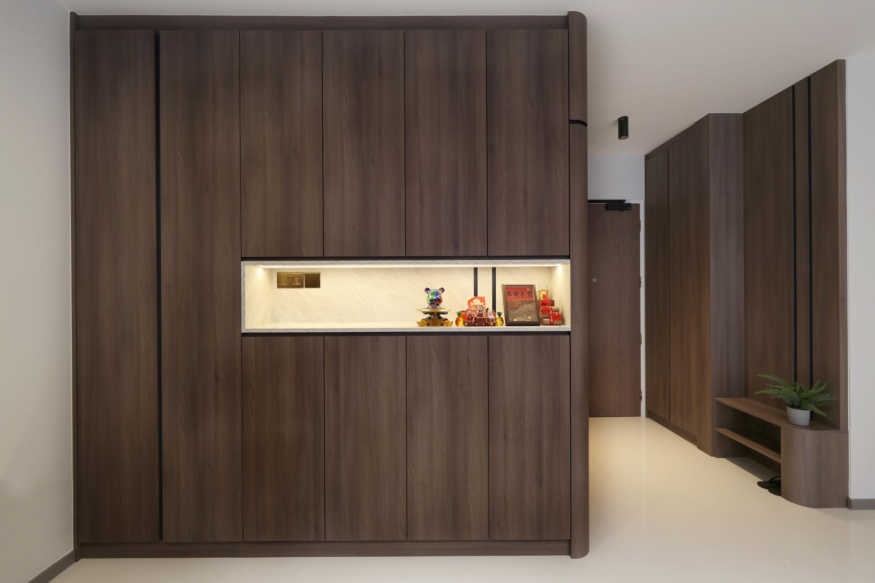 Contemporary Entryway with Seating Bench and Shoe Rack