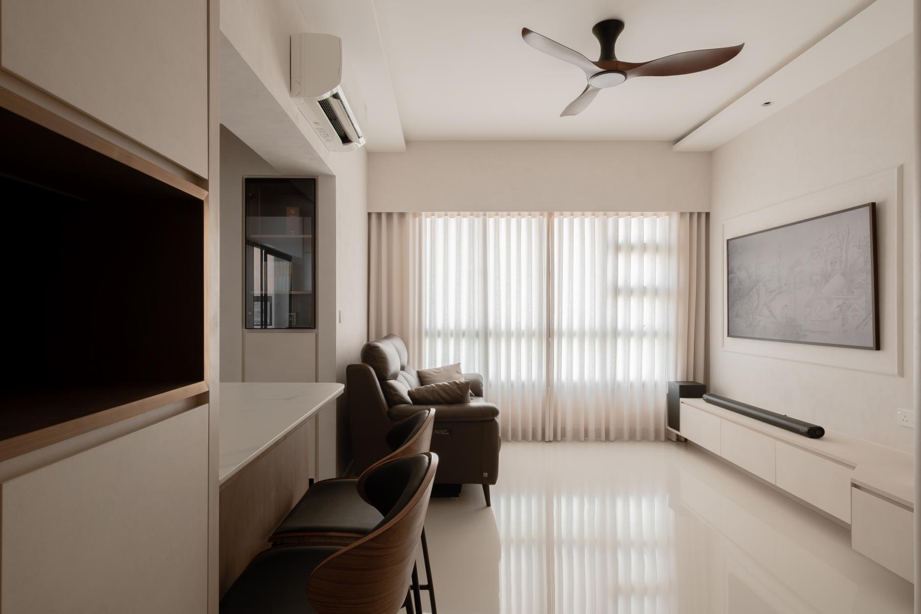 Minimalist Living Room with TV Console and Feature Wall