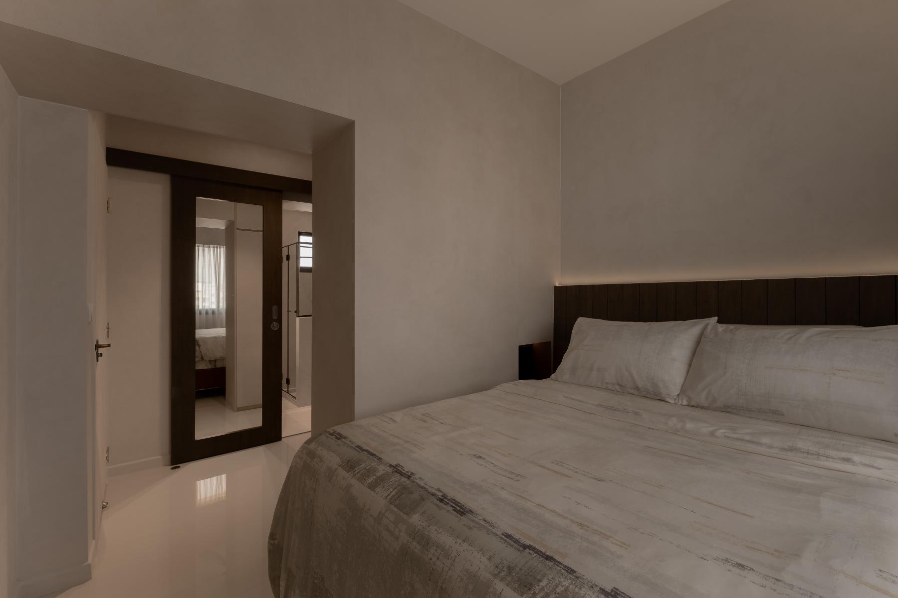 Minimalist Bedroom with Mirror and Wardrobe
