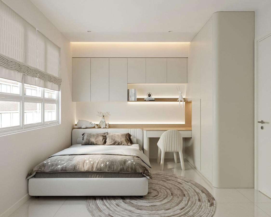 Contemporary Bedroom with Cove Lighting and Wardrobe
