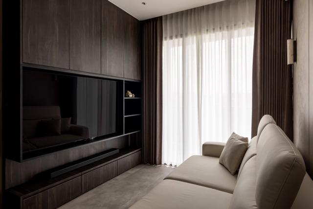 Contemporary Living Room with Sofa and Display Cabinets