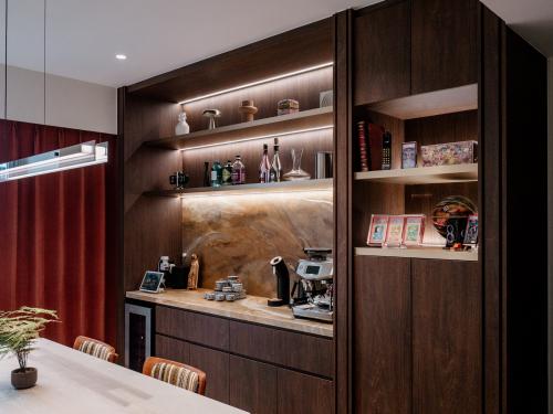 Contemporary Home Bar at Ecopolitan Condo