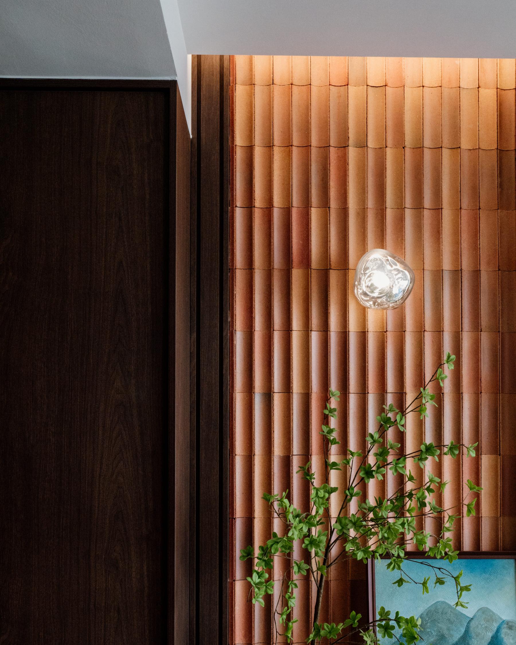 Contemporary Living Room with Feature Wall and Brick Feature Wall