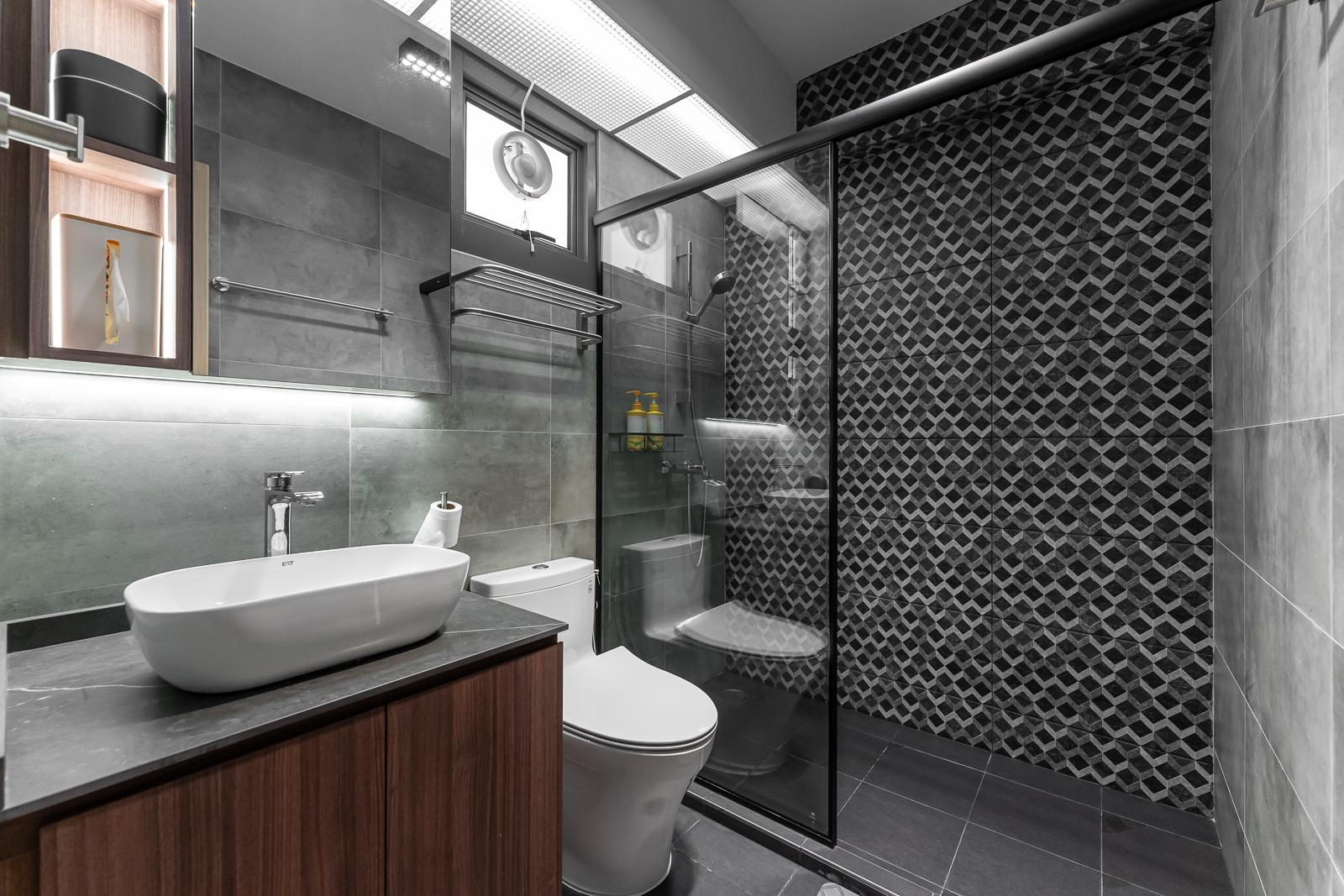 Contemporary Bathroom with Countertop and Mirror