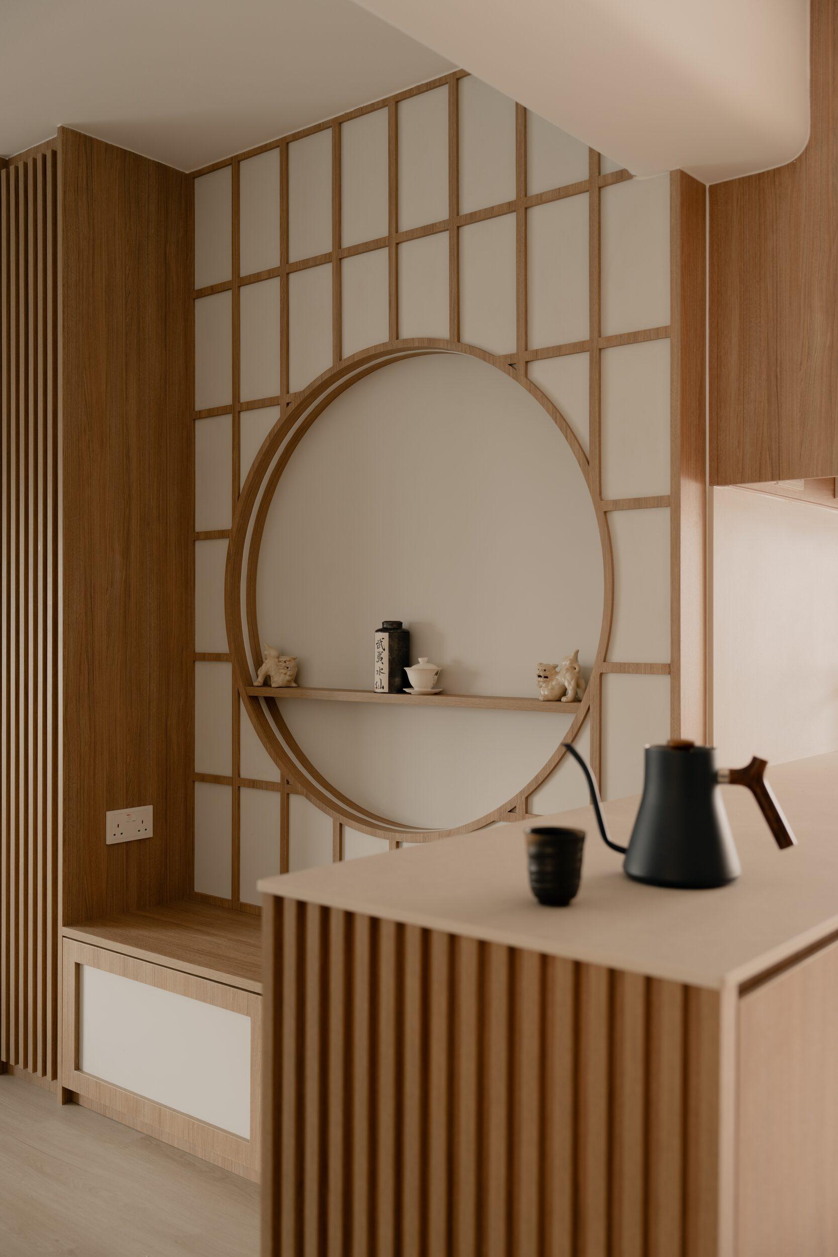 Modern Pantry with Feature Wall and Kitchen Island