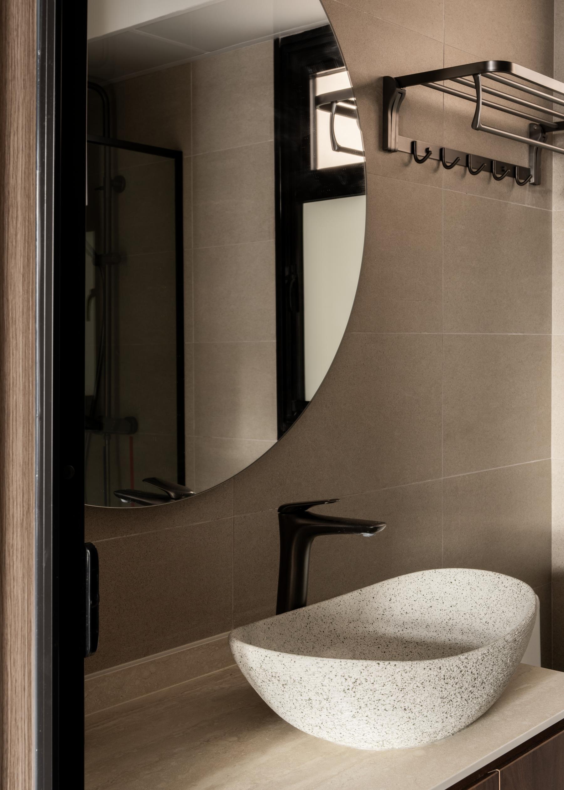 Contemporary Bathroom with Countertop and Mirror