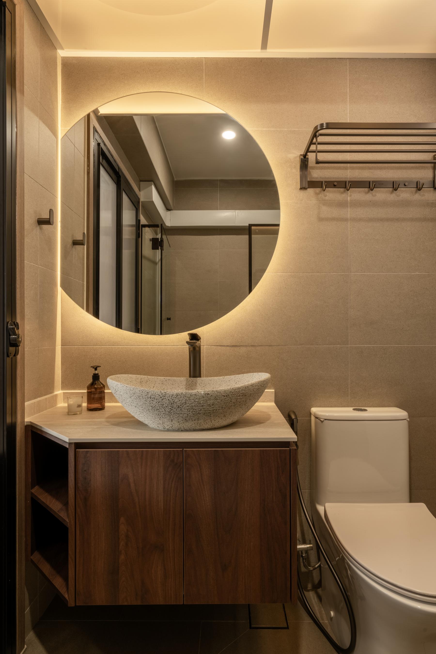 Contemporary Bathroom with Mirror and Bathroom Mirrors