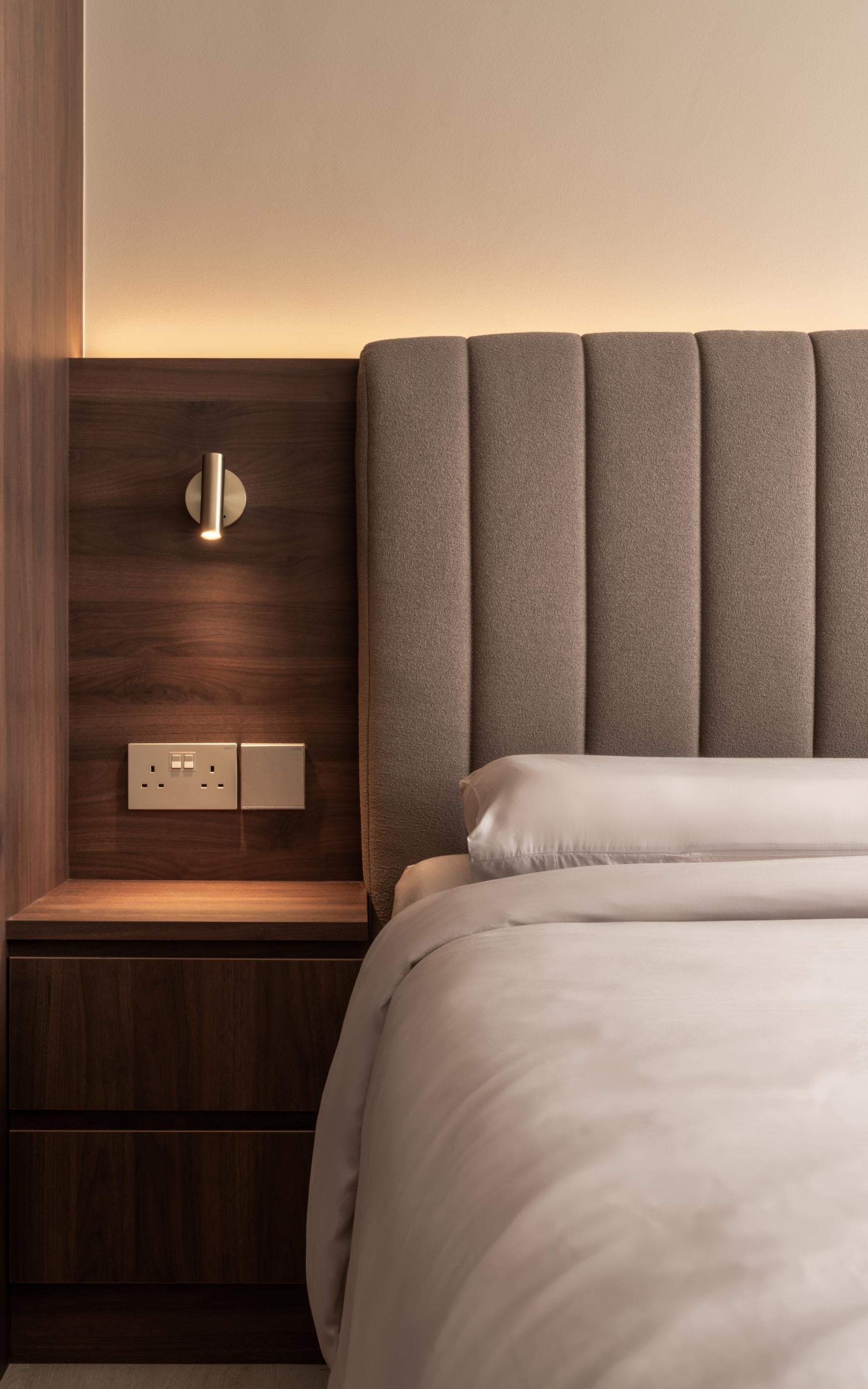 Contemporary Bedroom with Bedside Table and Queen Bed