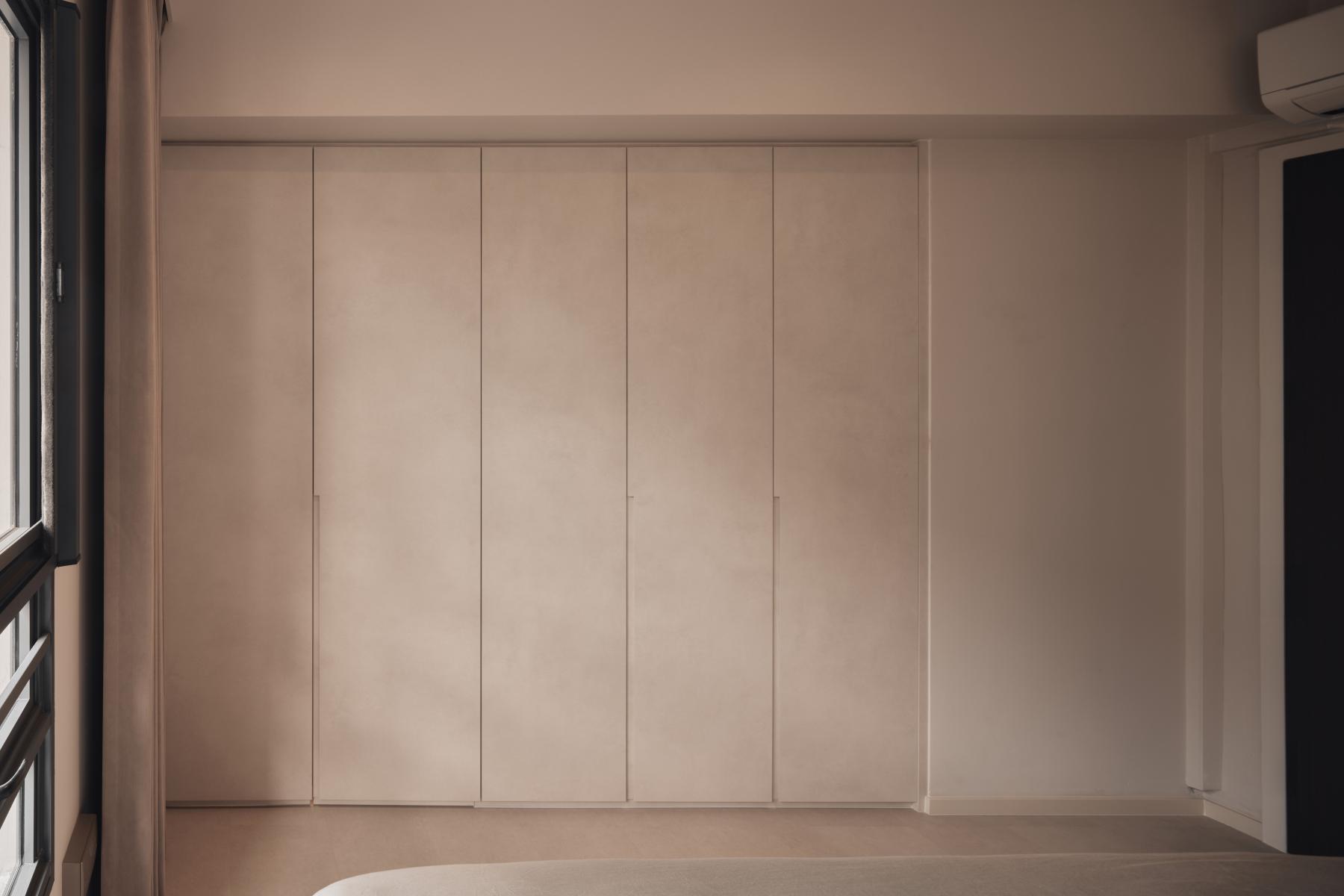 Minimalist Bedroom with Wardrobe and Closet