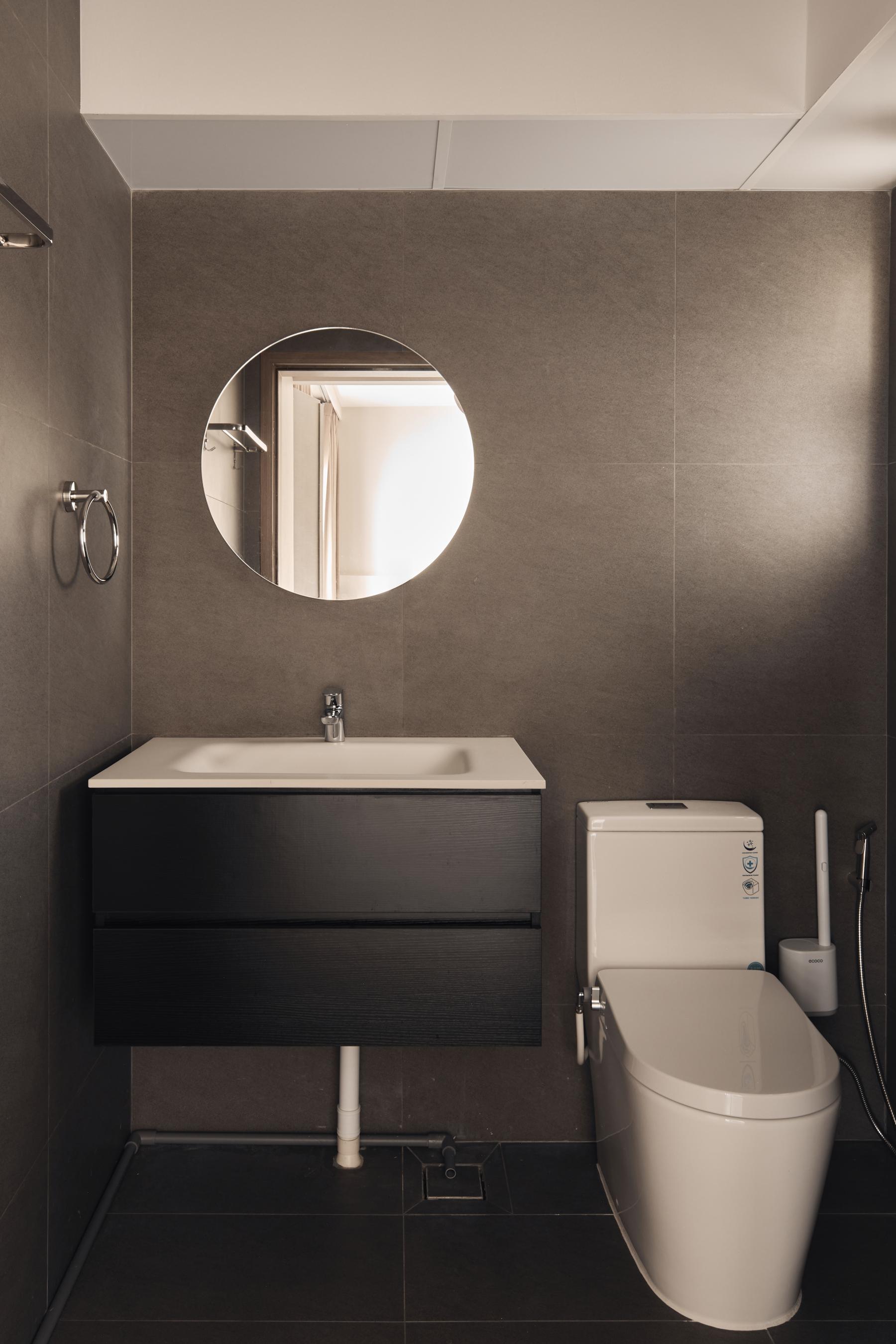 Minimalist Bathroom with Mirror and Bathroom Mirrors
