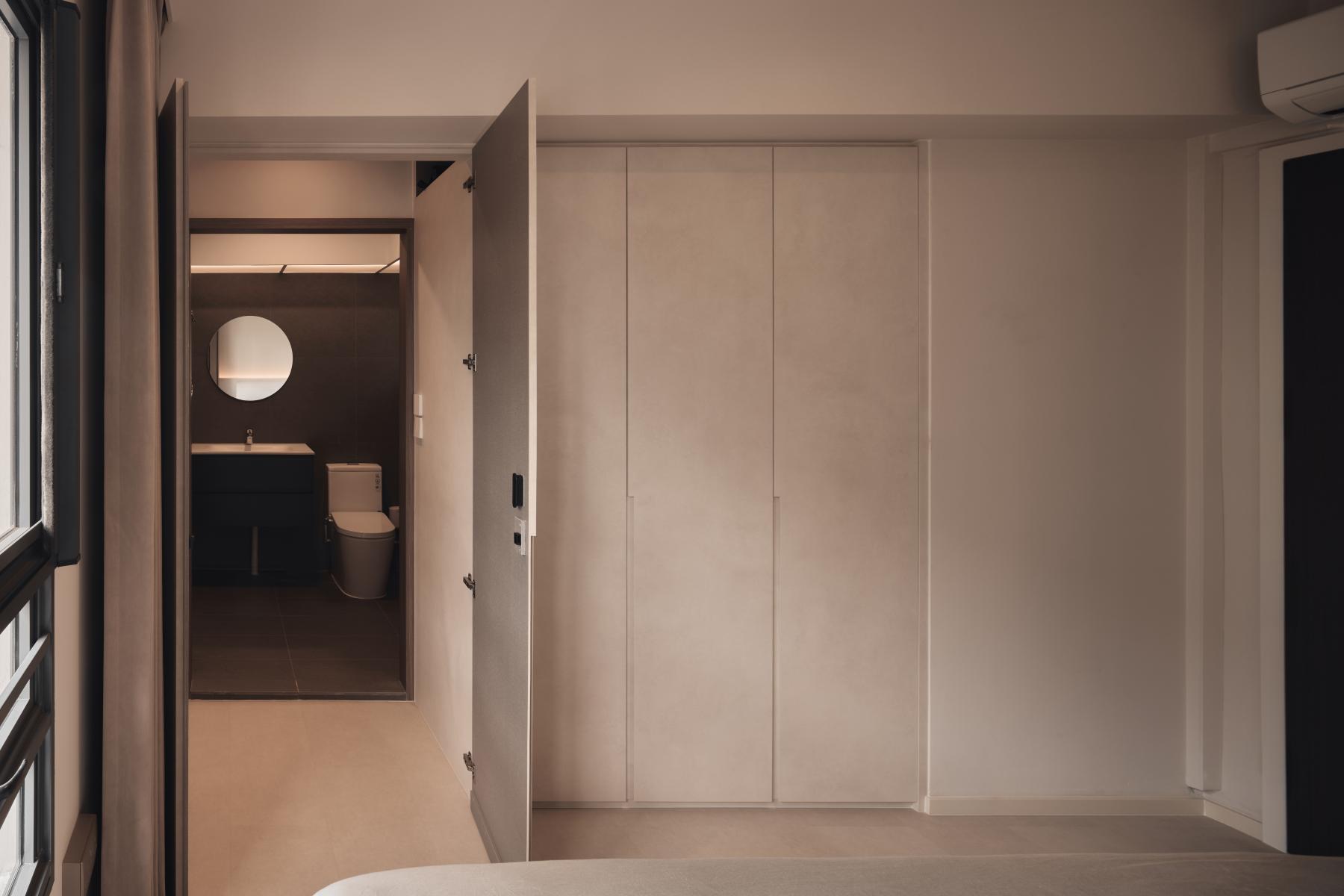 Minimalist Bedroom with Wardrobe and Closet