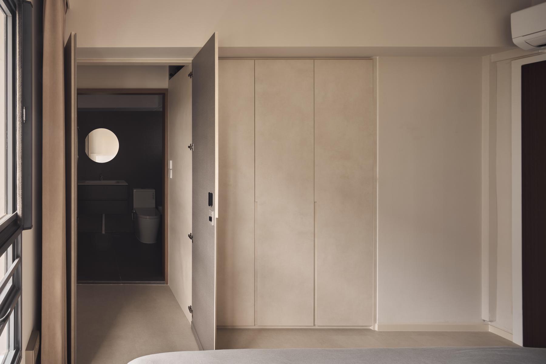 Minimalist Bedroom with Wardrobe and Closet