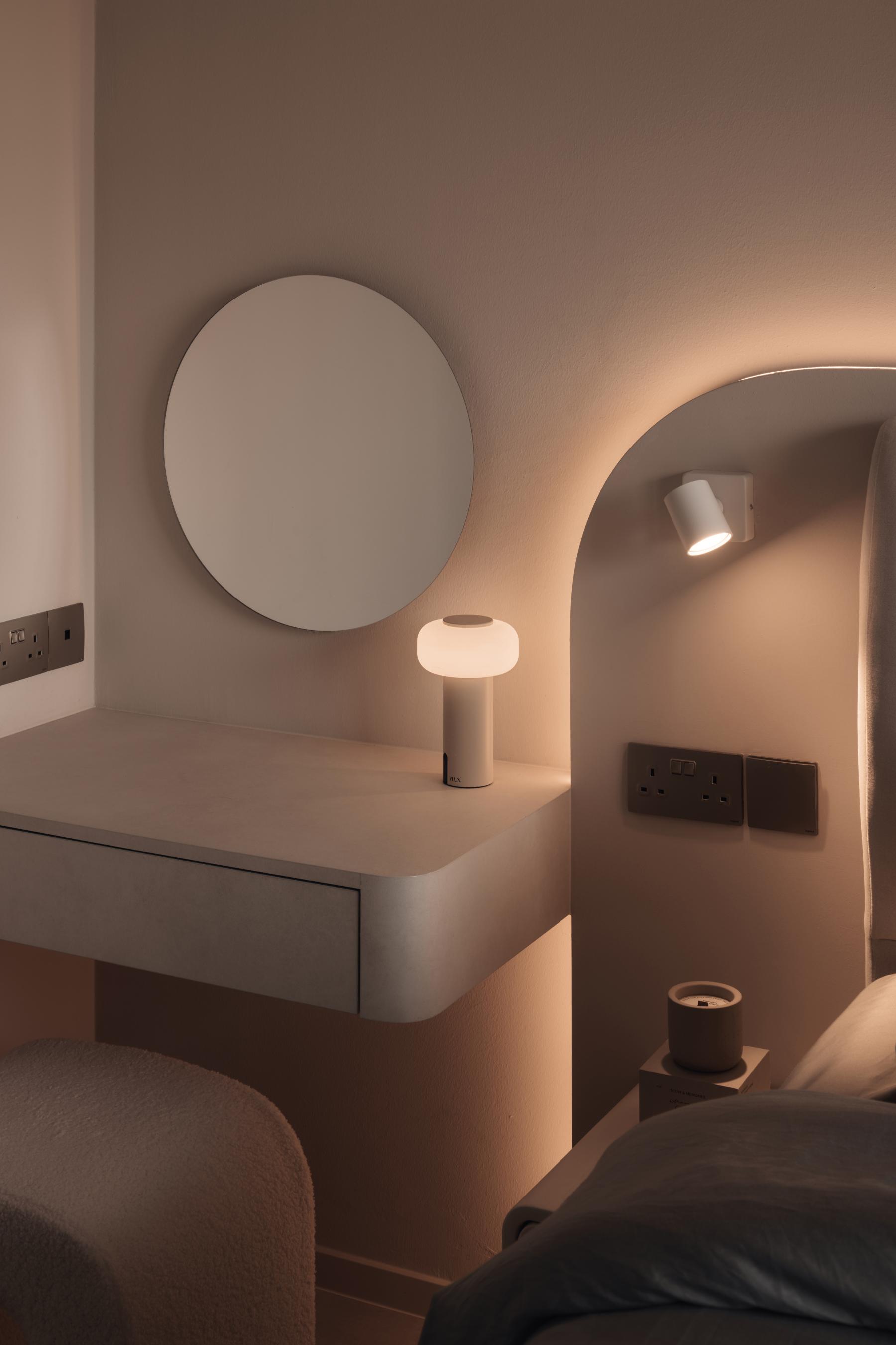 Minimalist Bedroom with Bedside Table and Dressing Table
