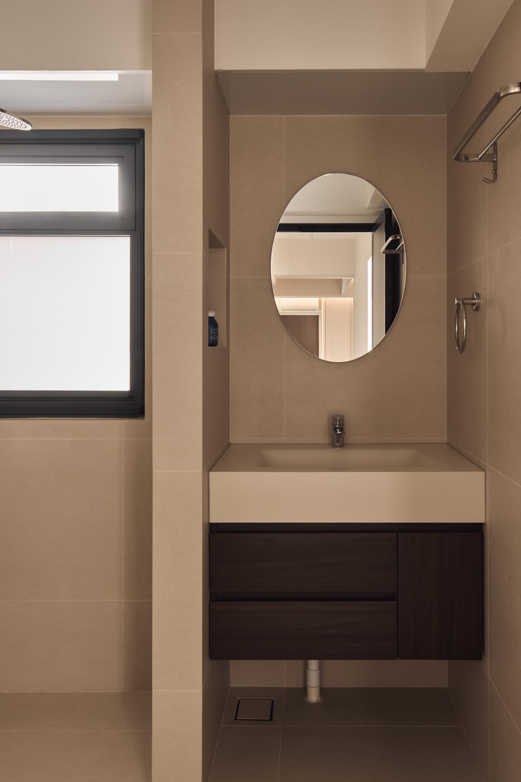 Minimalist Bathroom with Mirror and Bathroom Mirrors